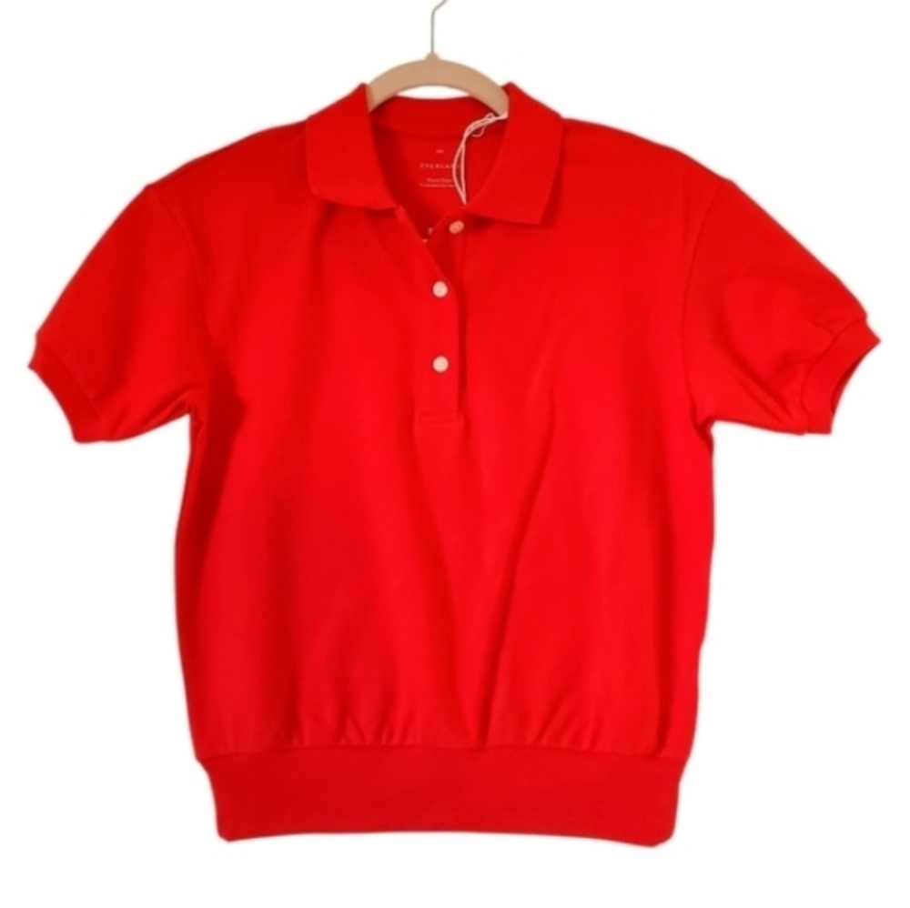 New Womens Everlane Big Red‎ Polo Shirt Short Sleeves Tops Size XXS NWT